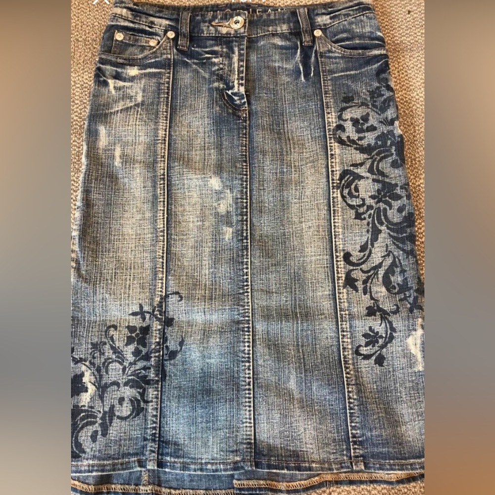 Y2K distress Jean skirt